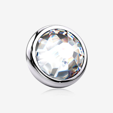 Implant Grade Titanium Internally Threaded Bezel Set Round Gem Part-Clear Gem